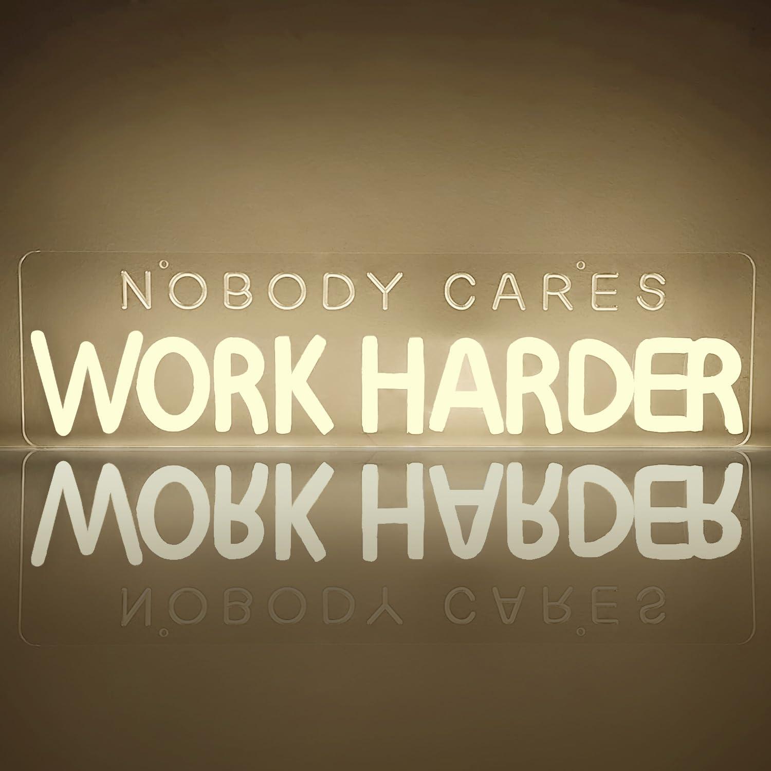 Nobody Cares Work Harder Neon  - Home Gym Neon Sign recension och pris