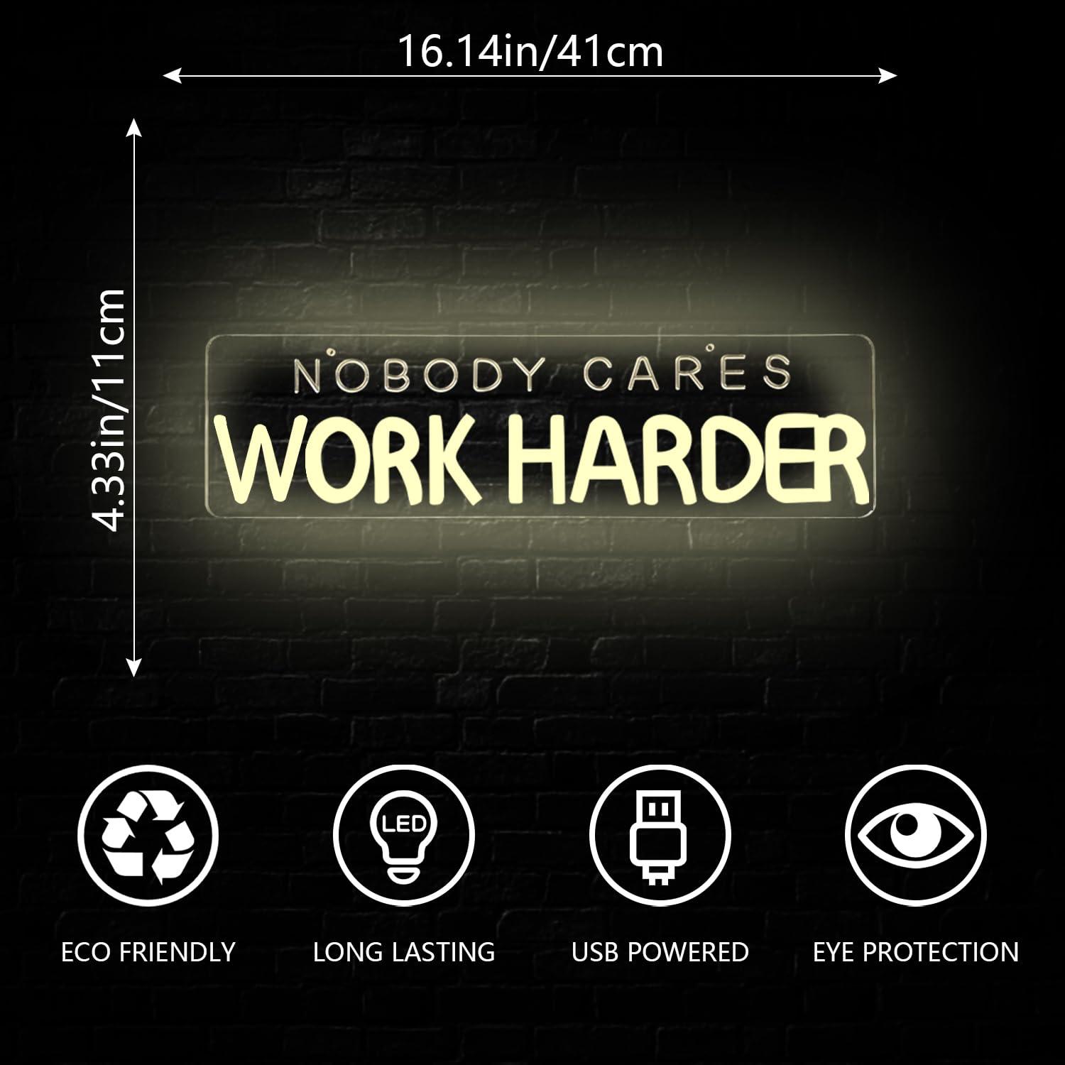 Nobody Cares Work Harder Neon  - Home Gym Neon Sign recension och pris