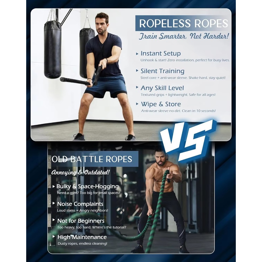 Ropeless Battle Ropes for Home - Battle Rope Heavy recension och pris
