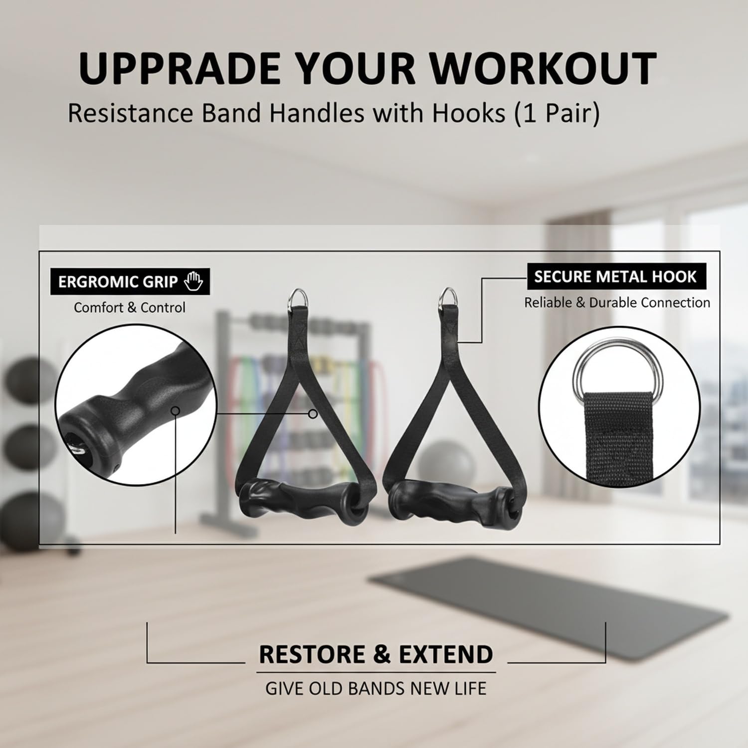 1Pair Ergonomic Exercise Handl - Lat Pulldown Cable recension och pris