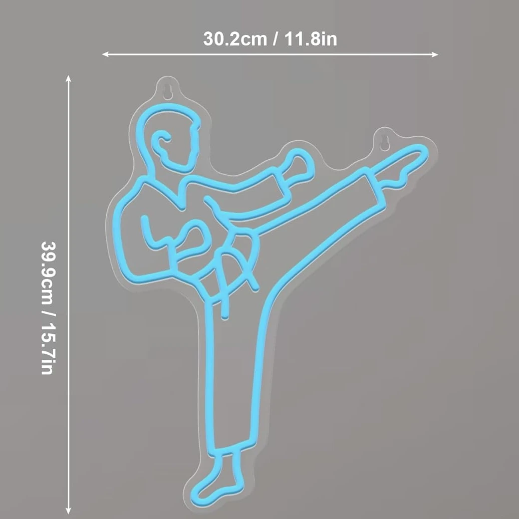 Karate Man Neon Sign Blue LED  - Home Gym Neon Sign recension och pris